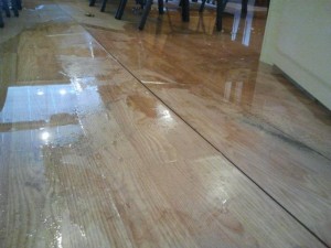Flooded floorboards